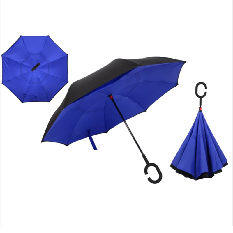 DeepBlue Обратный зонт, неавтоматический зонтик для женщин, дождевик, реверсивная защита от ультрафиолета, ветрозащитные непромокаемые зонты с длинной ручкой - Цвет: DeepBlue