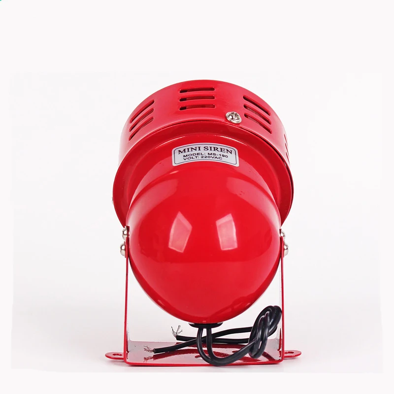 MS190 Мини AC 220V 110DB красный Мини Металл Мотор двигатель сирены тревоги промышленный звуковой сигнал электрического анти-кражи, металл, моторная сирена
