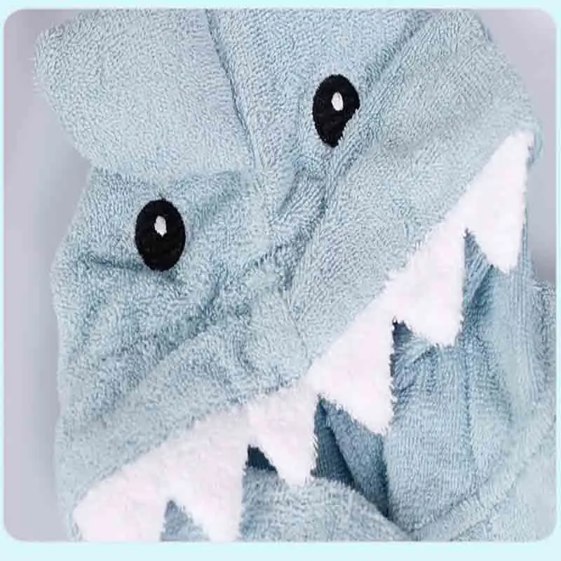 Детский халат с мультяшным принтом Акула детский махровый детская домашняя