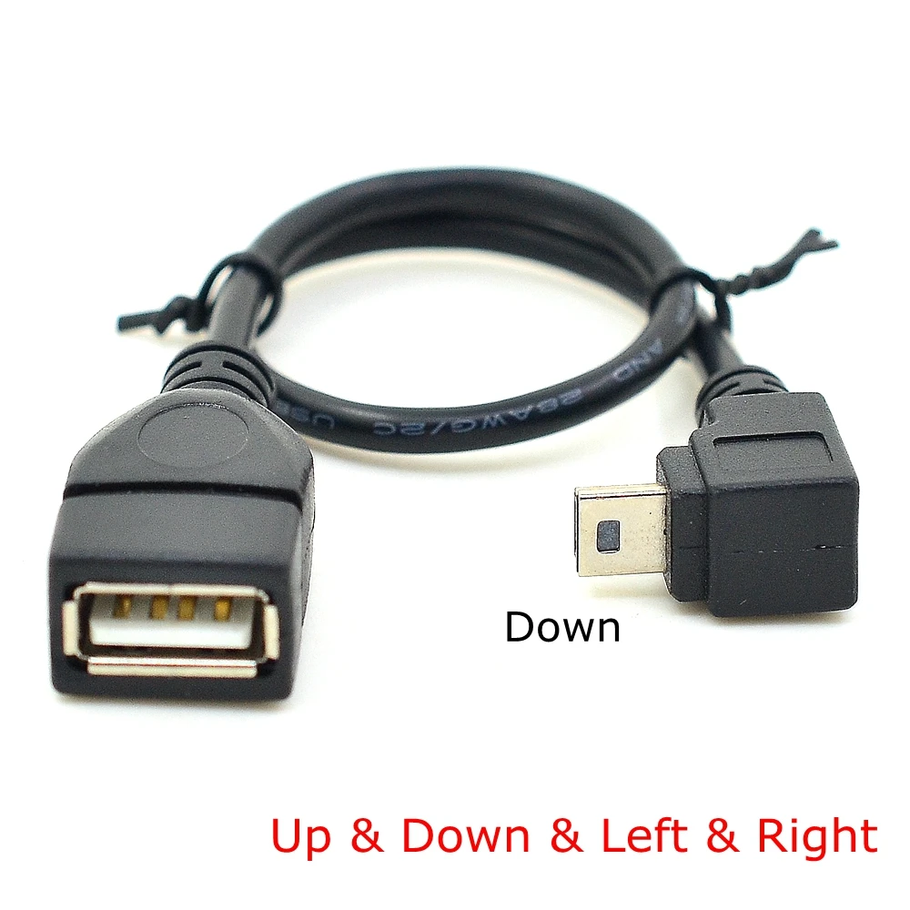 

High Quality USB A Female to Mini 5P USB B Male Conversion Adapter OTG Cable Upwards Black Portable Design