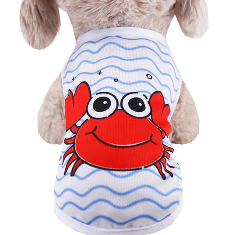 Crab Sqinans на весну и лето Одежда для домашних животных с воздухопроницаемой сеткой, с изображением собаки жилет Симпатичные в виде арбуза краб с принтом в виде собаки, футболки с котами для домашних животных Одежда для питомцев - Цвет: Crab