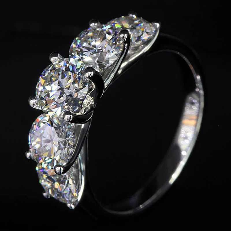 3 4 карат 18K Белое Золото Moissanite бриллиантовое кольцо роскошное Женское