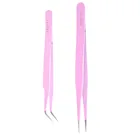 Норковые ресницы для наращивания, прямой или Изогнутый пинцет по выбору, модные розовые профессиональные ресницы для глаз, пинцет из нержавеющей стали