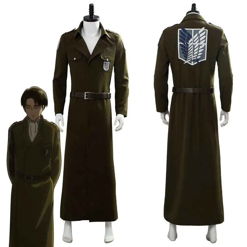 

Attack on Titan Cosplay Levi Costume Scouting Legion Soldier Coat Trench Jacket Adult Men Halloween Carnival Clothing