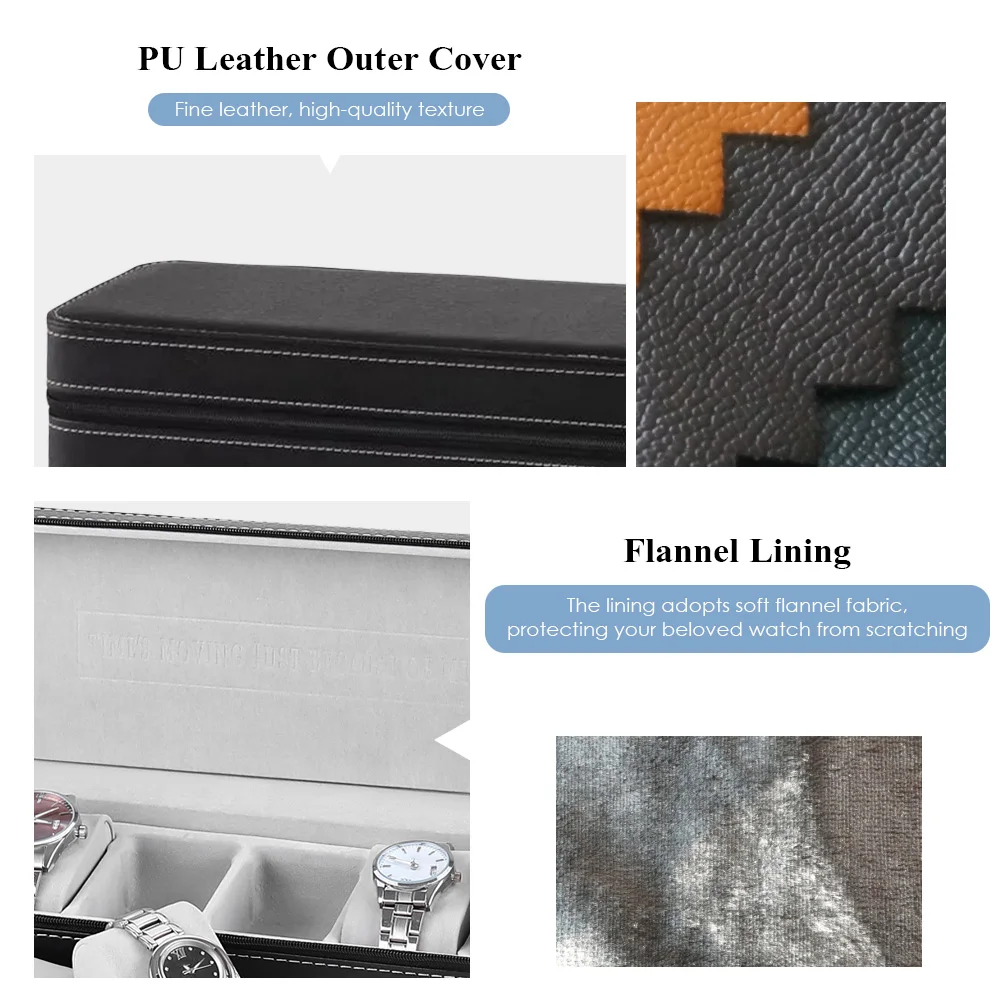 Портативный чехол для хранения часов с 6 отделениями кожаная коробка органайзер