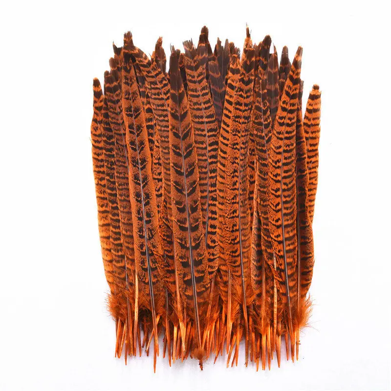 Orange 10 шт. женские перья из хвоста фазана для Рукоделия 25-30 см/10-1" черный белый натуральный свадебные украшения из перьев Карнавал Плюмы - Цвет: Orange