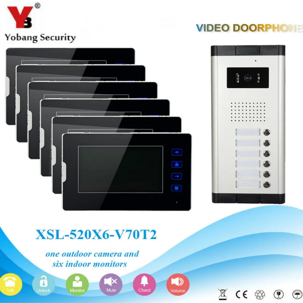 Yobang Security Video Door Phone Intercom Home Doorbell System Wired 7 inch LCD Display Monitor For Apartment family | Безопасность и