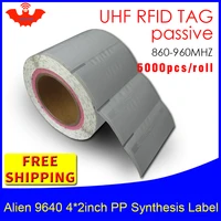 uhf rfid tag sticker alien 9640 pp synthetic label epc6c 915mhz868mhz higgs3 5000pcs free shipping adhesive passive rfid label
