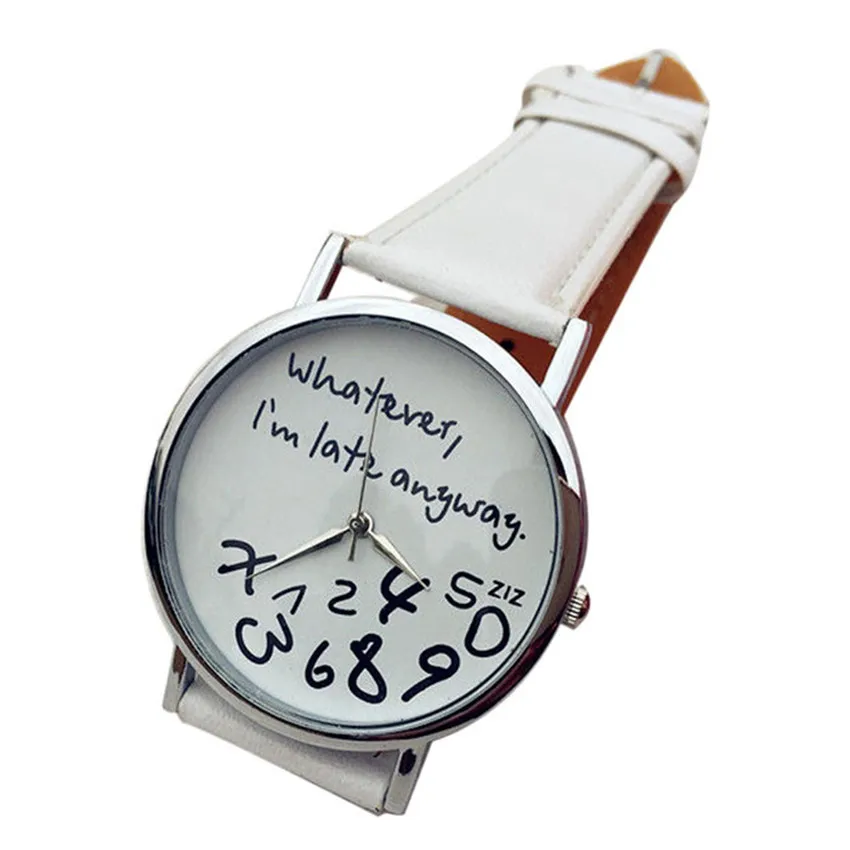 Новые модные забавные аналоговые кварцевые женские мужские часы Whatever I'm Late во
