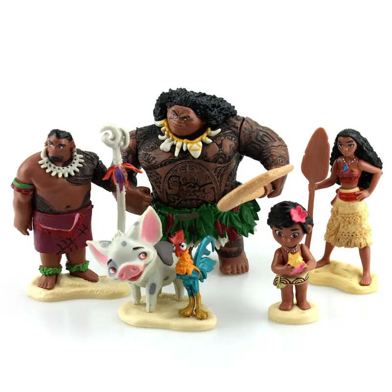 Игрушки Disney 5 шт./компл. герои мультфильмов Vaiana Moana принцесса Мауи вождь Tui Tala Heihei Pua