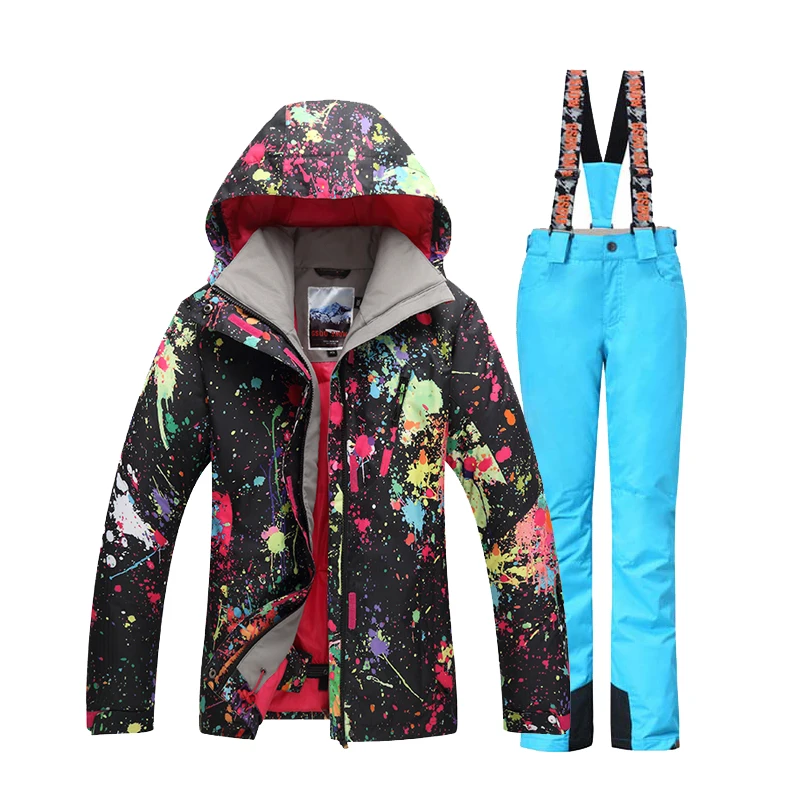 Gsou снег Лыжная куртка Брюки для девочек ветрозащитный Водонепроницаемый уличная
