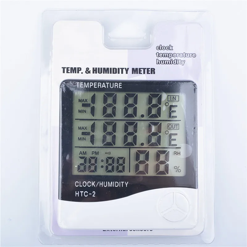 htc 2 weather station lcd digital indoor outdoor thermometer hygrometer electronic temperature humidity meter tester clock free global shipping