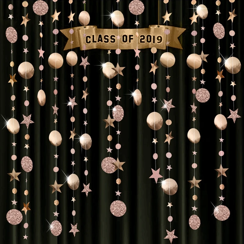 

4m Glitter Circle Star String Garland Bunting Paper Banner Party Decoration Wedding Birthday Nursery Room Hanging Supplies
