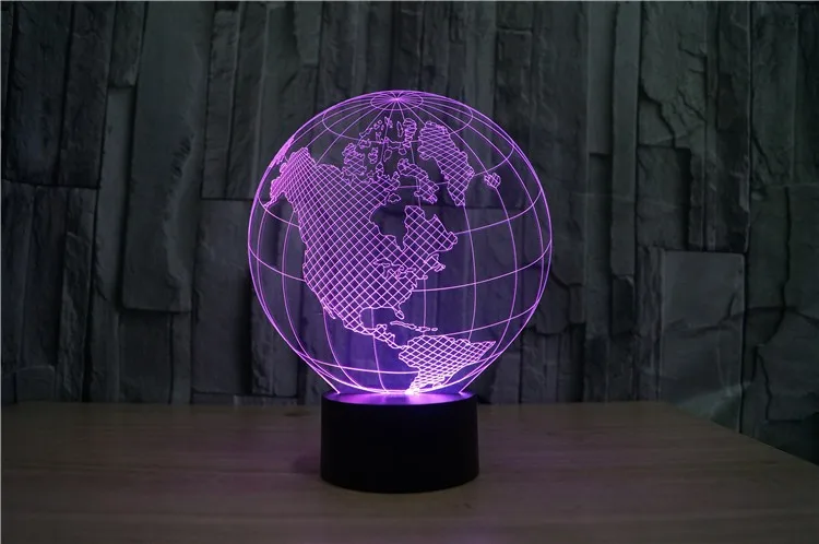 Новинка 7 цветов изменить Творческий 3D карта мира акриловые видимого света светодиодный светильник украшения лампы Спальня ночник Подарки IY803317