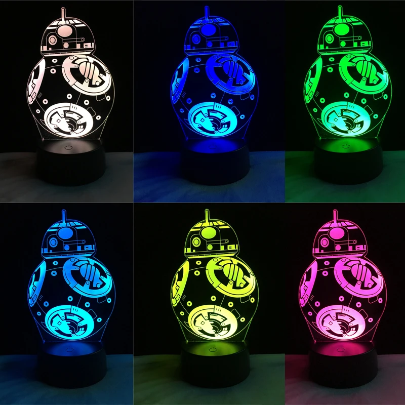 Новый мультфильм Звездные войны 3D Светодиодная лампа фигурки подарок игрушки BB 8