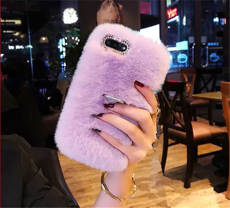 Роскошные чехлы для телефонов с кроличьим мехом Samsung J8 J7 J6 J5 J4 A9 A8 A7 A6 A5 2018 2017 модные