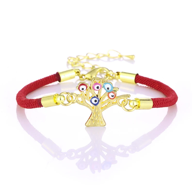 Новый счастливый цветной Глаз Регулируемый Красный веревочный браслет шармы