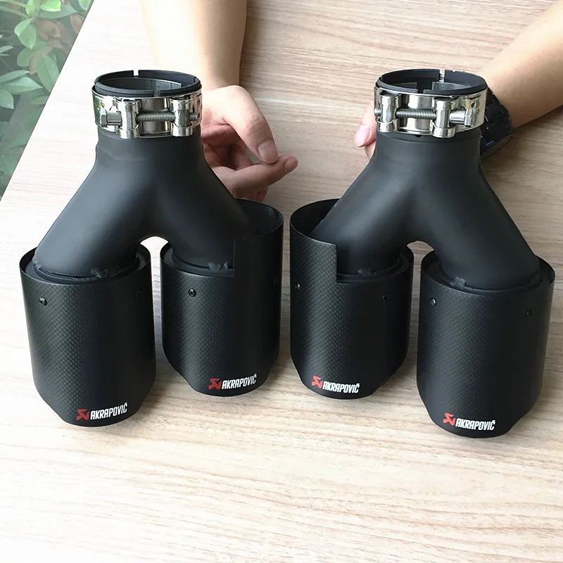 2 шт. матовый черный углеволоконные akrapovic выхлопной наконечник глушитель трубы