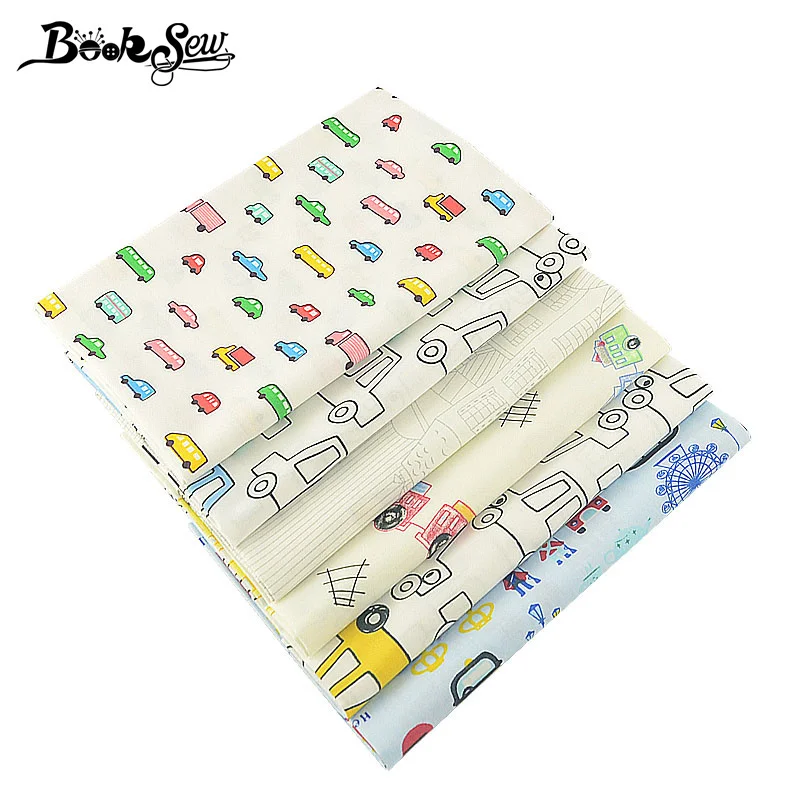 Booksew 100% хлопок саржа ткань детский дизайн автомобиля 6 шт./лот 40x50 см Ткань