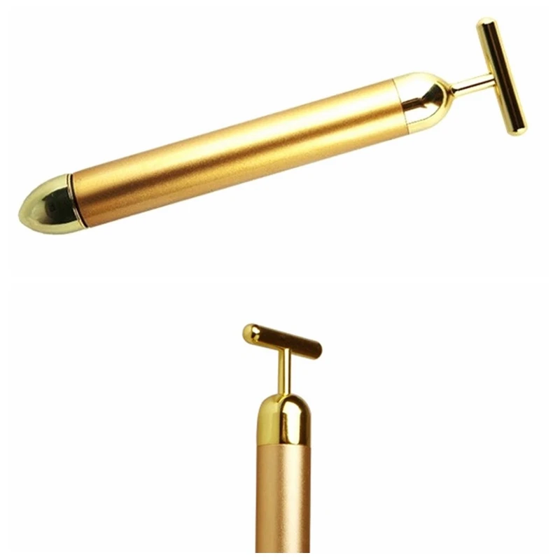 Для похудения Уход за кожей лица 24 К вибрации золота Красота роликовый массажер