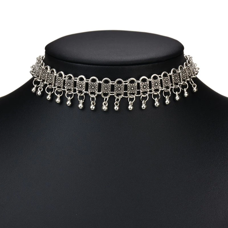 Gypsy Chainmaille Jingle Bells Halsband Blume Edelstahl Schlüsselbein Halskette Für Frauen Dame Mode Boho Schmuck – Detail 2
