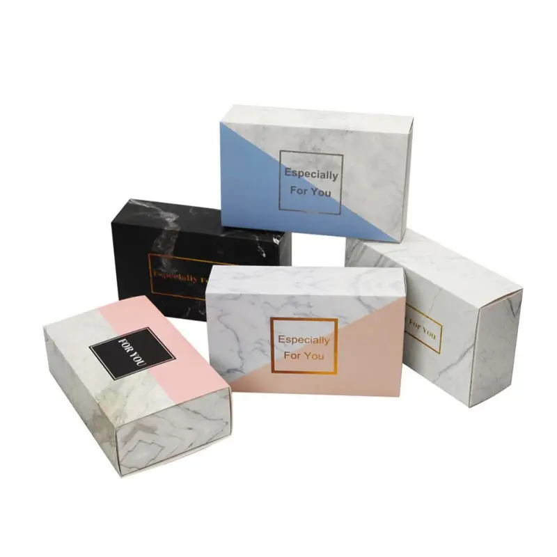 Квадратная Мраморная Подарочная коробка (Розовый Большой Горизонтальный