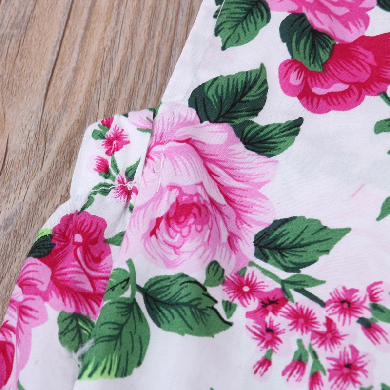 2018 Floral Print Cute Fashion Short Sleeve Square Collar Button Newborn Toddler Baby Girls Bodysuit Headband 2PCS Outfit Summer |