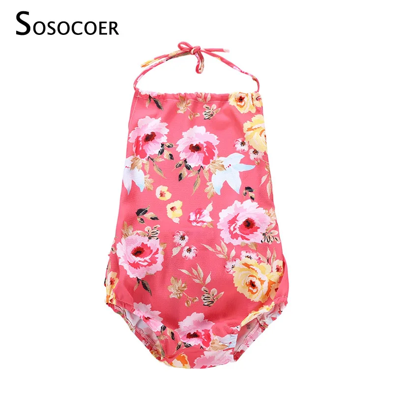 SOSOCOER/милый комбинезон с цветочным рисунком Одежда для маленьких девочек летний