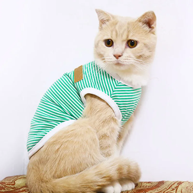 Классическая полосатая одежда для домашних животных, котов для кошек, летняя жилетка для собак и кошек, рубашка, костюм каттена клединга кеди, товары для домашних животных, костюм для кошек, одежда