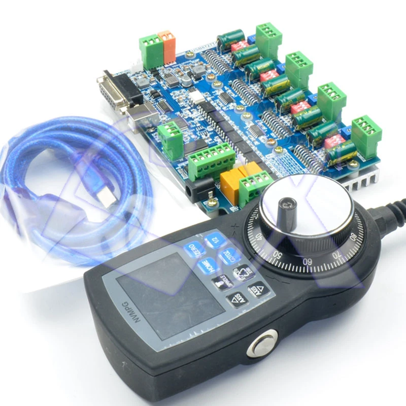 Бесплатная доставка 125 К USB Mach3 4 оси шаговый двигатель Drive Card + ЖК-дисплей ручной