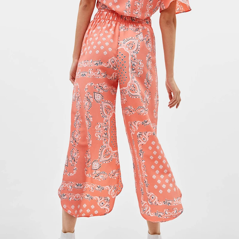 

Women Loose Chiffon Wide Leg Pant Skirts Casual High Waist Boho Trousers 2019 Fashion Female Printed Harem Pants