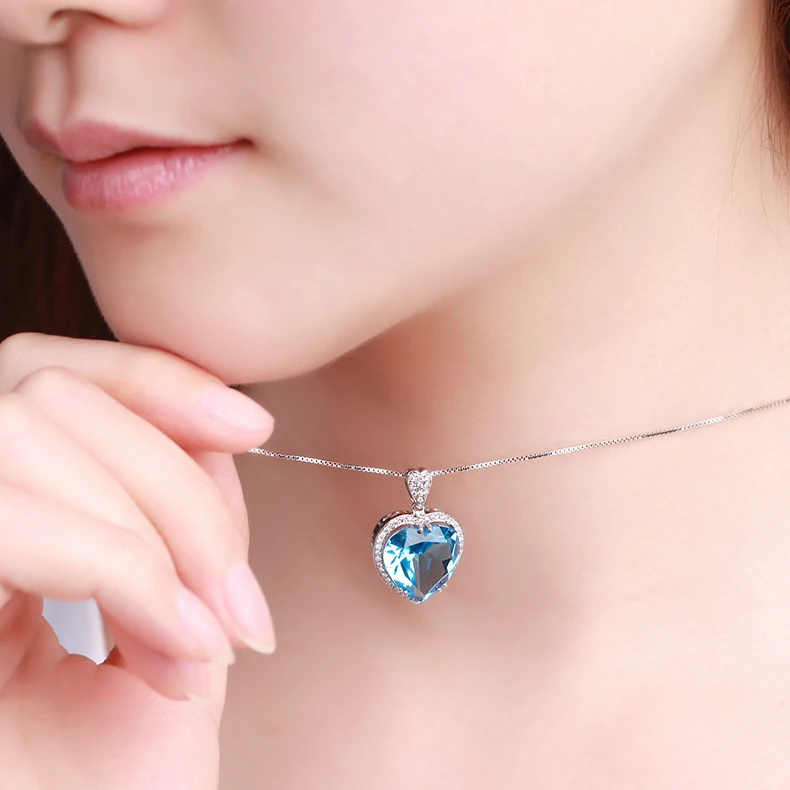 ZOCAI ЗОДИАК драгоценный камень 7 0 CT топаз 0.21CT Алмаз 9 K белое золото синий сердце