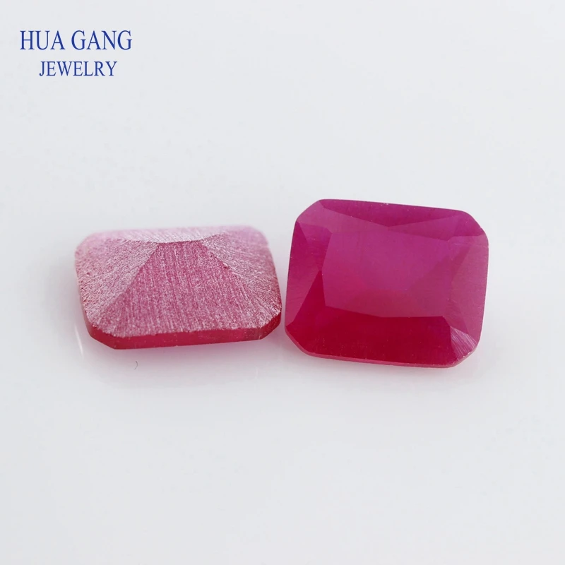 5# Red Stone Matte Bottom Octangle Shape Princess Cut Synthetic Corundum Gems stone For jewelry Size 3x5~10x14mm Free Shipping | Украшения