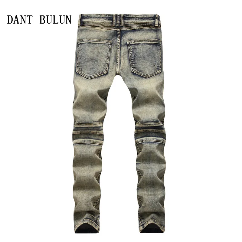 Дант Булун Для мужчин Джинсы для женщин плиссированные Motorycle Biker Denim Мотобрюки