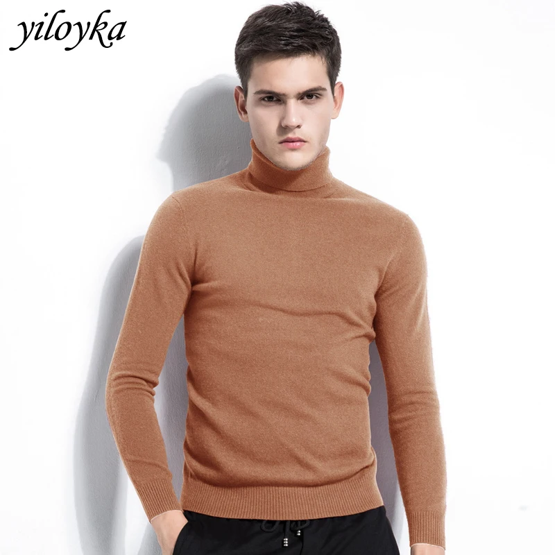 Winter Cashmere Thick Warm Sweater Men Turtleneck Brand Men's Sweater Slim Fit Pullover Men Knitwear Male Double Collar Sweaters