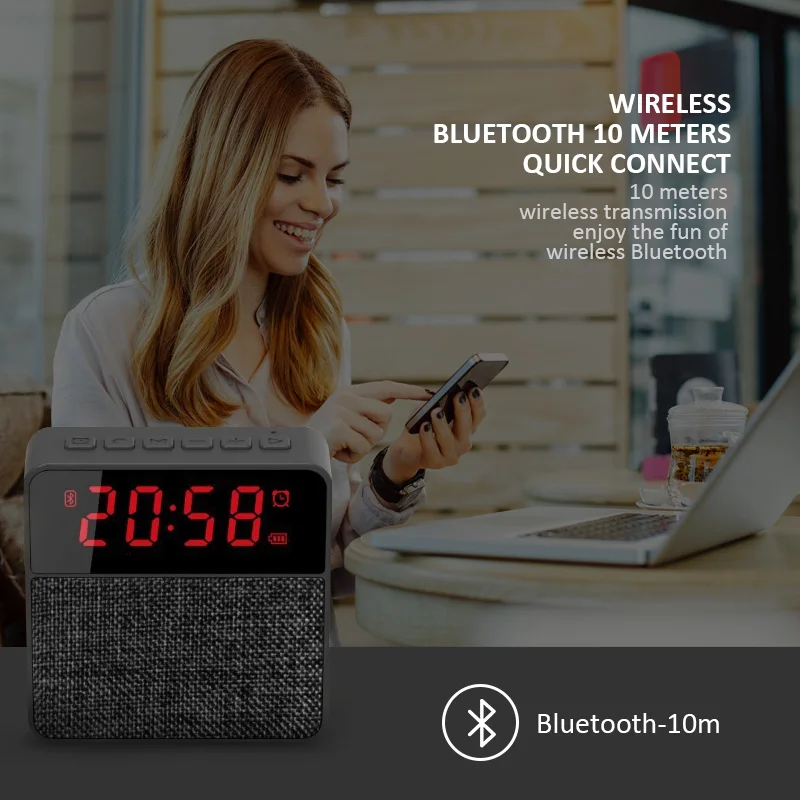 Magift Портативный Bluetooth Беспроводной столбца часы Колонки Поддержка карты памяти У