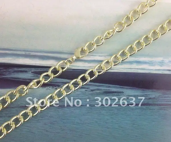 

6PCS Gold Color plated Curb link chain necklaces 24" #20796