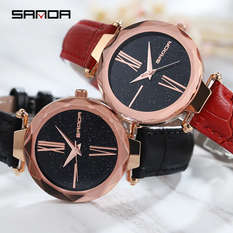

SANDA Brand Women Watches Fashion Luxury Leather Ladies Watch Bayan kol saati Women's Watch For Women Clock zegarek damski Saati