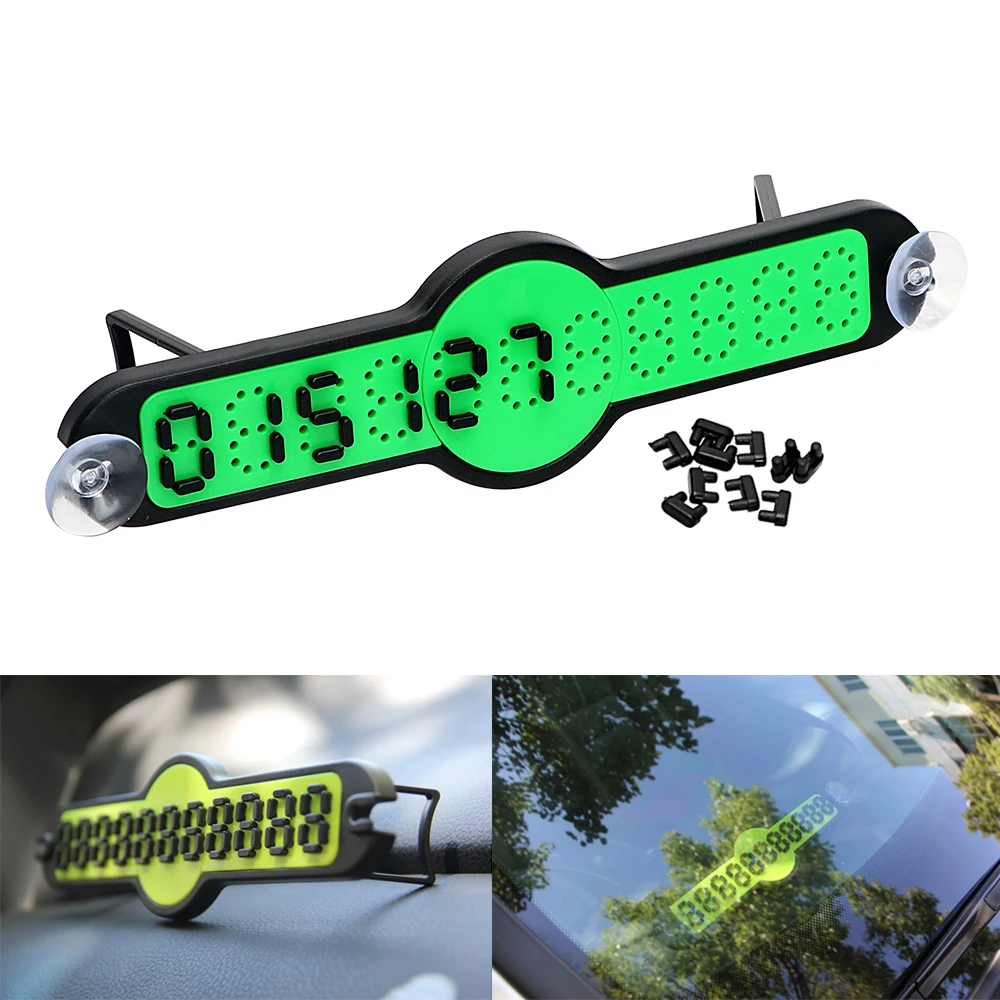 

Car Temporary Parking Card with Suckers and Holder Car-styling Telephone Number Plates License Plate Car Sticker DIY 4 Colors