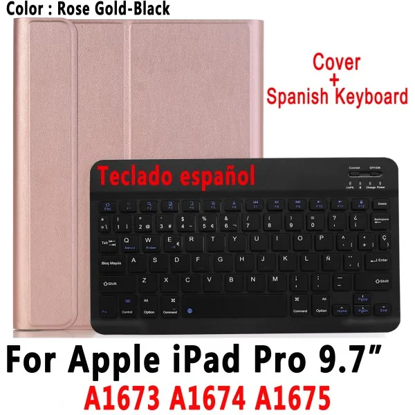 For iPad Pro 9.7 Испанская клавиатура чехол для Apple iPad 9,7 6th 5th Generation Air/Air 2/Pro 9,7 A1822 A1823 A1954 A1566 A1673 держатель для карандашей - Цвет: For iPad Pro 9.7