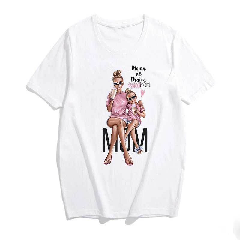 Женская футболка с коротким рукавом и принтом Мама ребенок | одежда