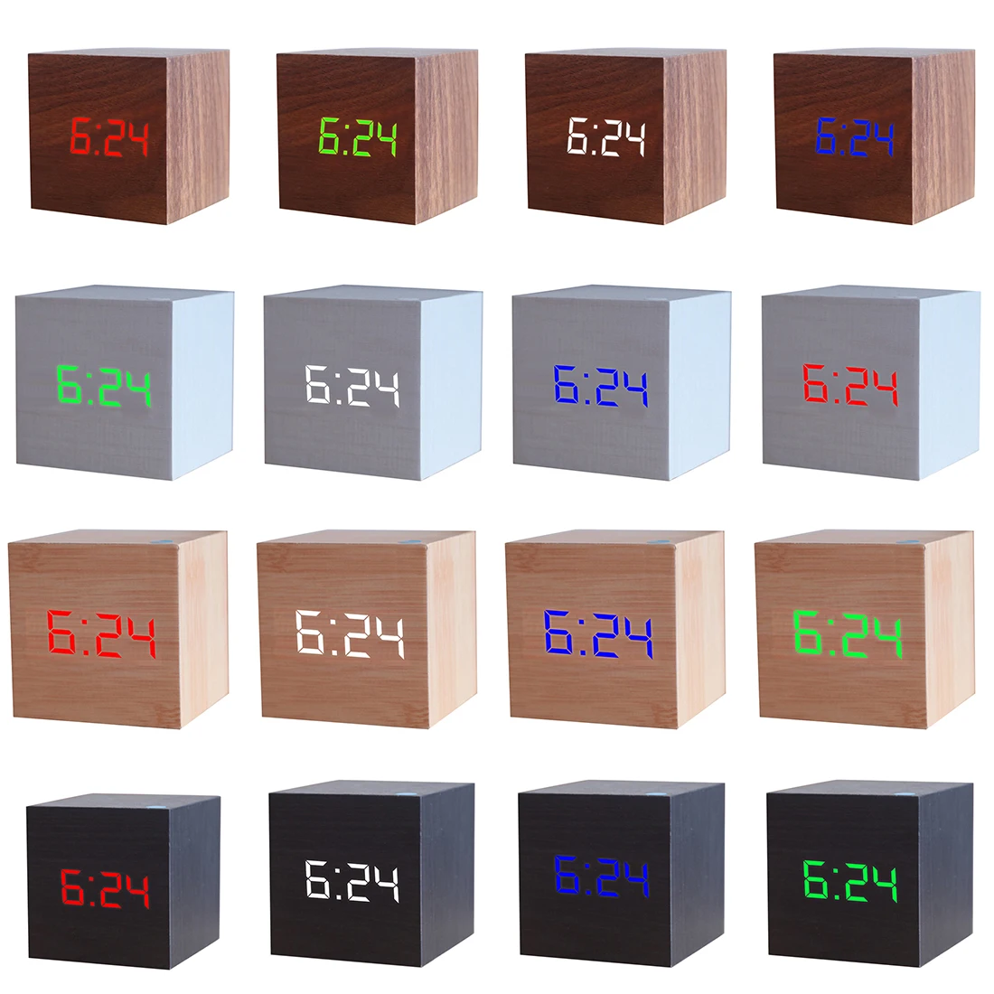 Деревянный светодиодный Будильник Cube с контролем температуры и ка электронные