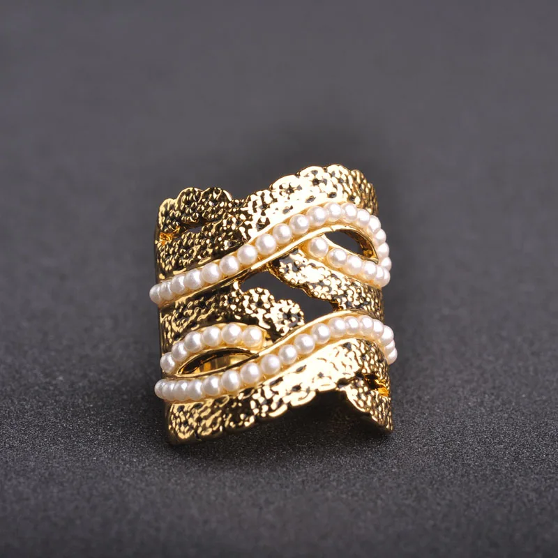 Женское кольцо с искусственным жемчугом большие квадратные кольца золотого