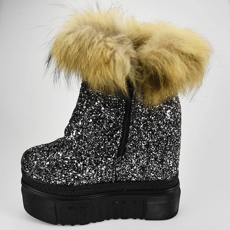 Aphixta платформы натуральный Натуральный мех зимние Для женщин Сапоги и ботинки