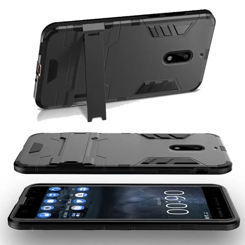 Гибридный защитный противоударный чехол 2в1 для Nokia X5 X6 1 2 3 5 6 9 8 2,1 5,1 6,1 Plus TPU+ PC чехол с подставкой для iPhone X XR XS