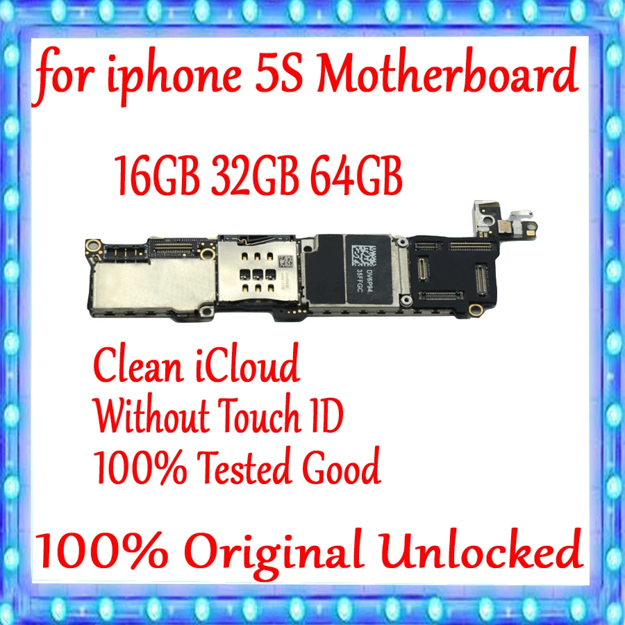100% Оригинальный разблокированный для iphone 5S материнская плата без сканера
