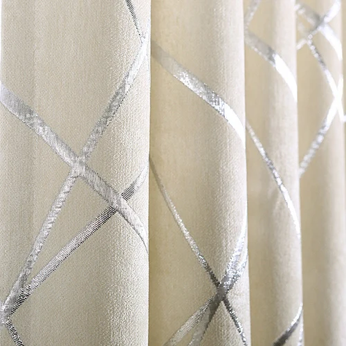 BEIGE CURTAIN Простые современные затемненные оконные шторы для гостиной, спальни, утолщенные серебряные жаккардовые шторы из синели, занавески - Цвет: BEIGE CURTAIN
