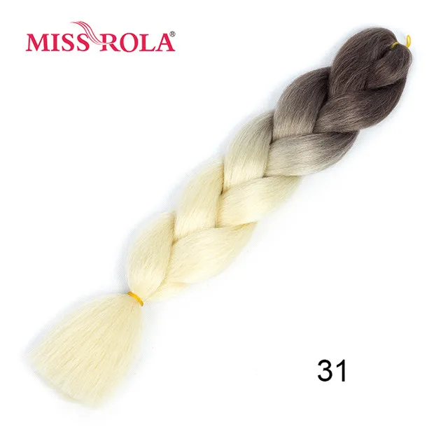 #530 Miss Rola, Омбре, синтетические волосы, Джамбо, плетение, 24 дюйма, высокотемпературное волокно, вязанное крючком, огромные косички, 100 г, Радужный Омбре, цвет - Цвет: #530