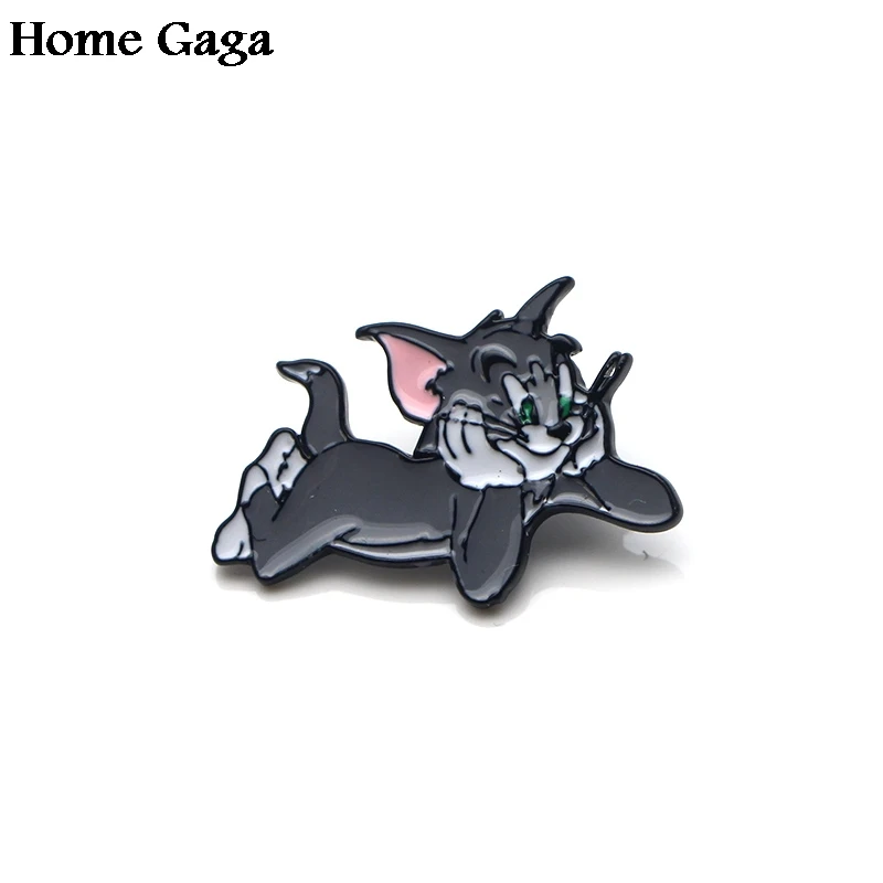 Homegaga Значки для галстука из цинкового сплава с кошкой и мышкой, для одежды, рюкзака, броши для обуви, значки, медали, украшения D1515