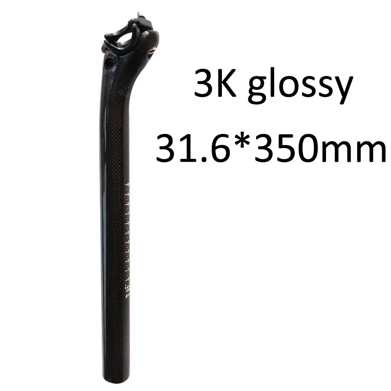 31.6x350mm glossy ZNIINO без логотипа 20 мм компенсации выбросов углерода подседельный 27,2/30,8/31,6*350/400 мм черный углеродное волокно для велосипеда езда на велосипеде Запчасти MTB/дорожный велосипед подседельный штырь - Цвет: 31.6x350mm glossy